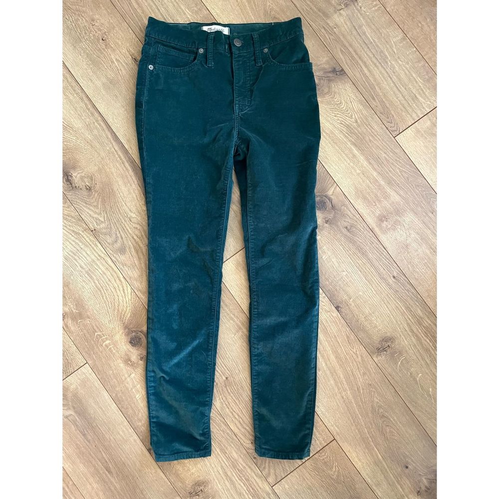 Madewell Forest Green Velvet 10” High Rise Skinny Pants Size 26P